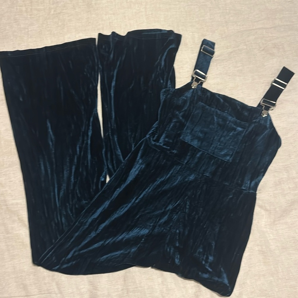 Teal Velvet Jumpsuit